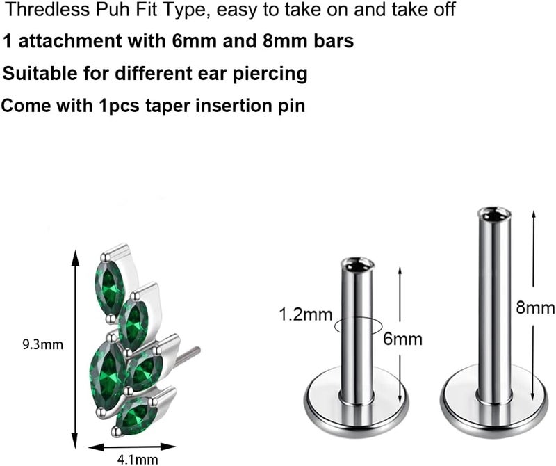 TOMIDES G23 Titanium Flat Back Earrings Studs 16g F136 Implant Grade Titanium Labrets Press Fit Threadless Push In Dainty Cartilage Helix Conch Lobe Lip Tragus Piercing Jewelry - Image 2